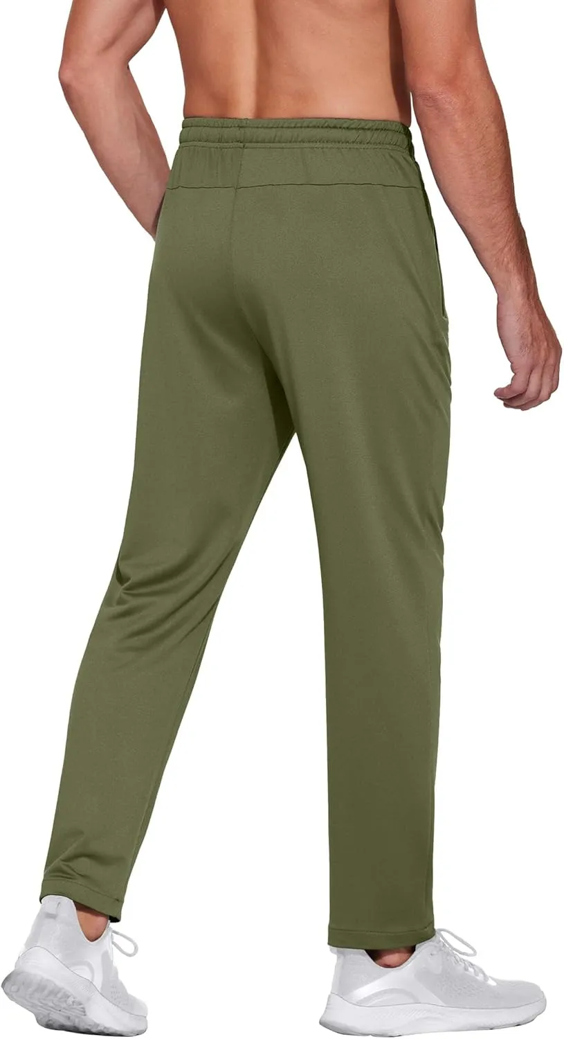 COOFANDY Men's Sweatpants Open Bottom Lightweight Athletic Running Joggers Gym Workout Pants with Zipper Pockets