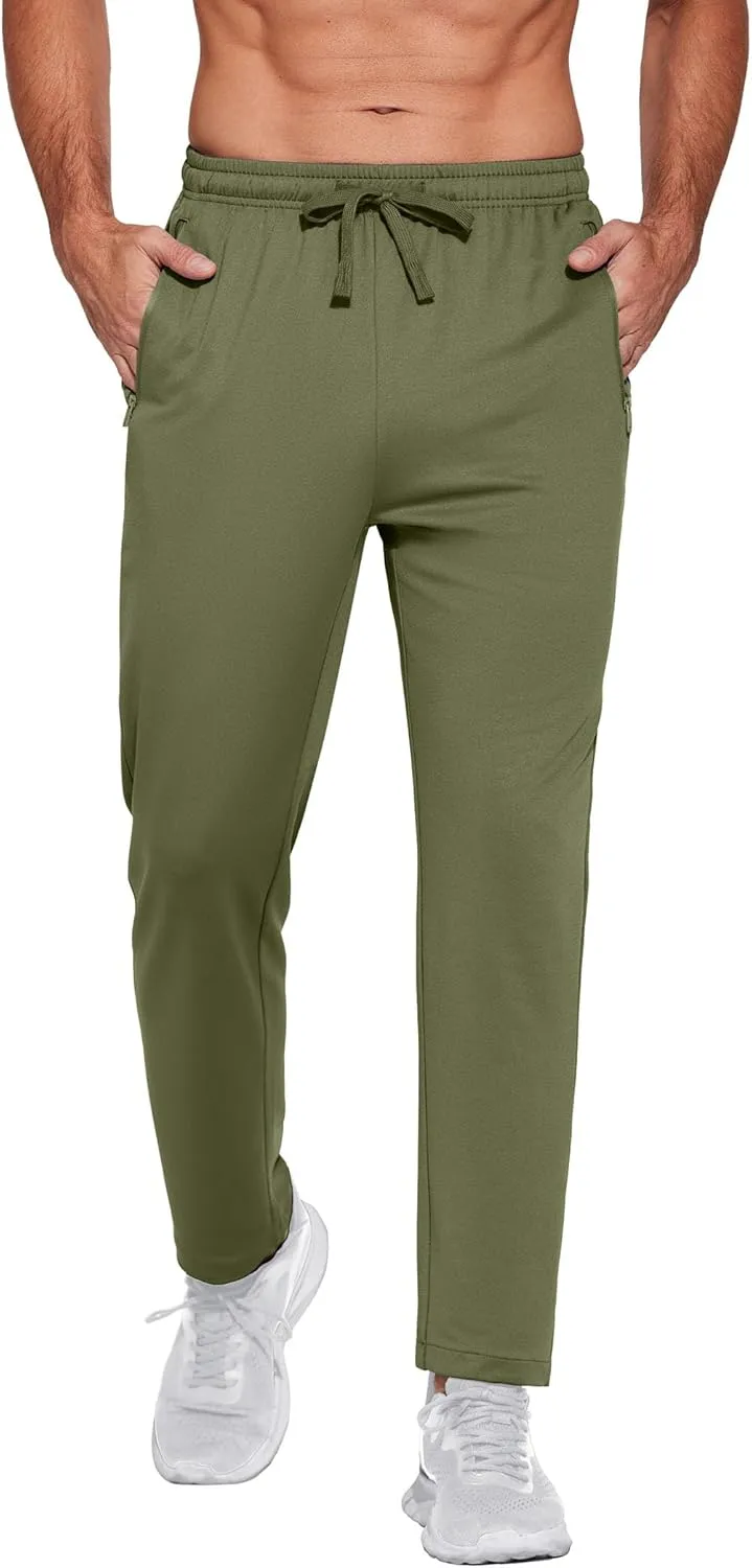 COOFANDY Men's Sweatpants Open Bottom Lightweight Athletic Running Joggers Gym Workout Pants with Zipper Pockets