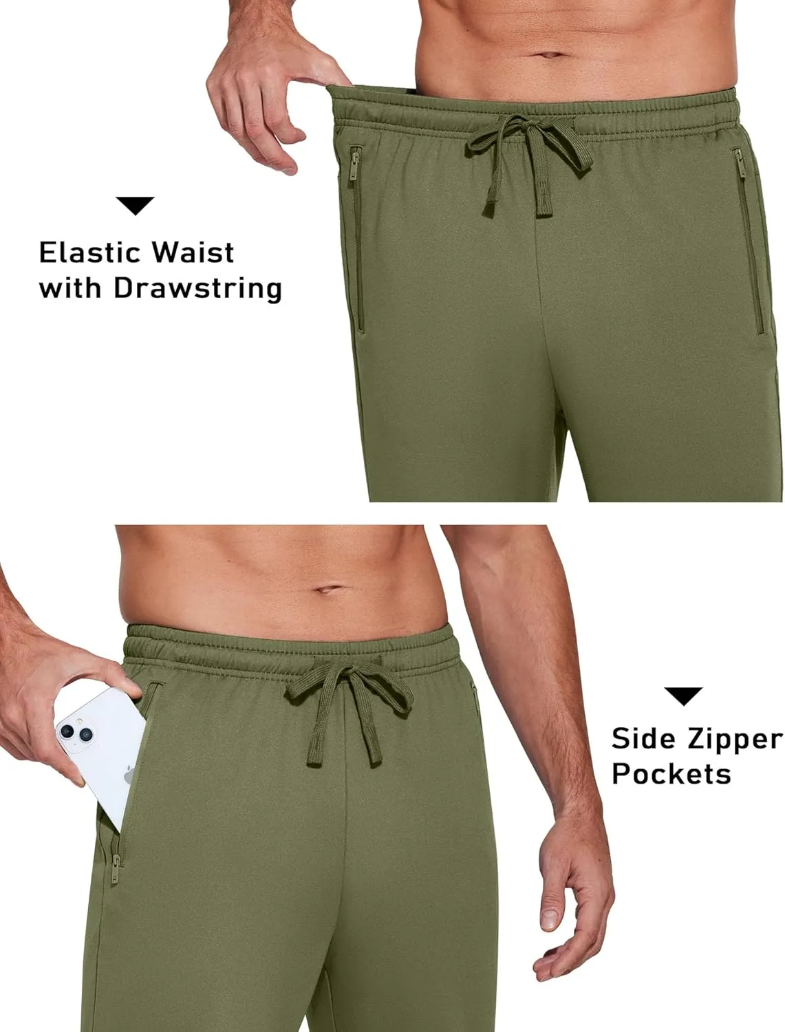 COOFANDY Men's Sweatpants Open Bottom Lightweight Athletic Running Joggers Gym Workout Pants with Zipper Pockets