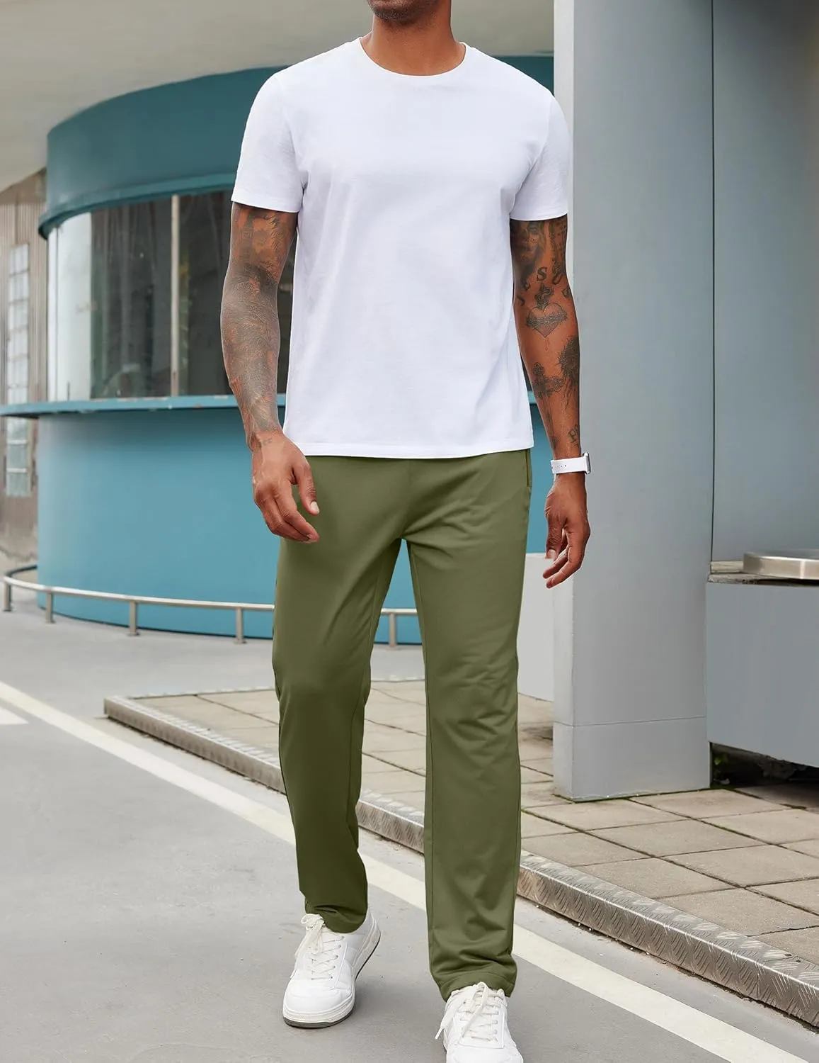 COOFANDY Men's Sweatpants Open Bottom Lightweight Athletic Running Joggers Gym Workout Pants with Zipper Pockets