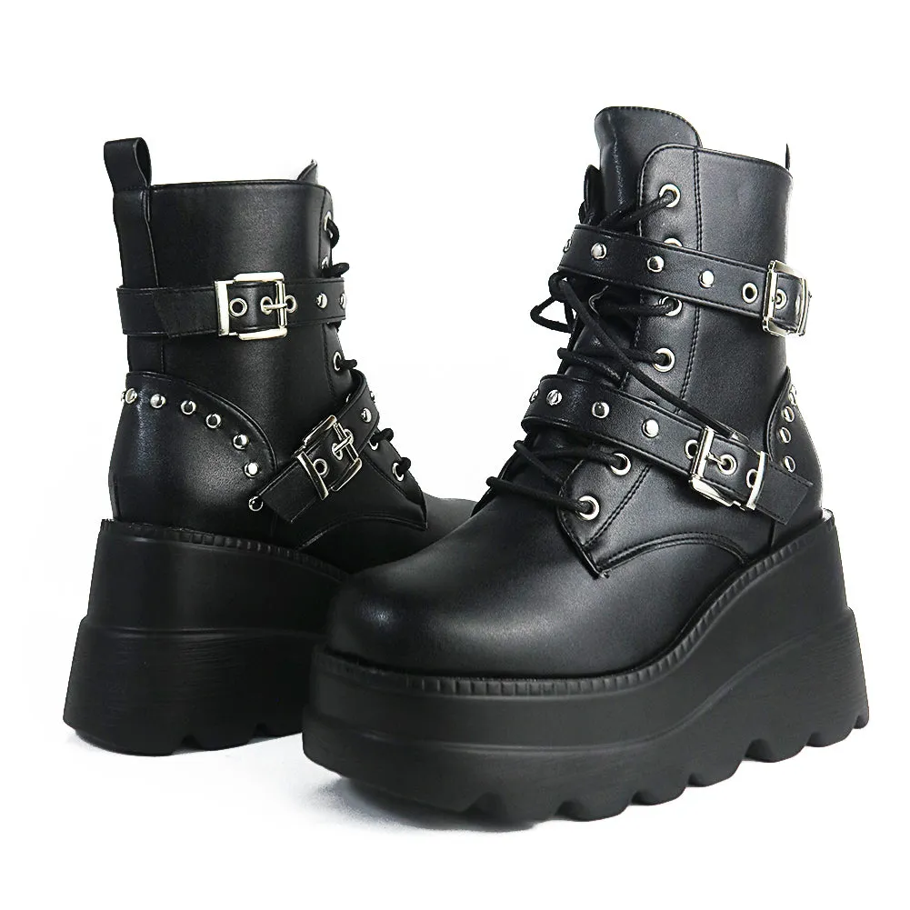 Funki Buys | Boots | Women's Punk Platform Ankle Wedge Boots
