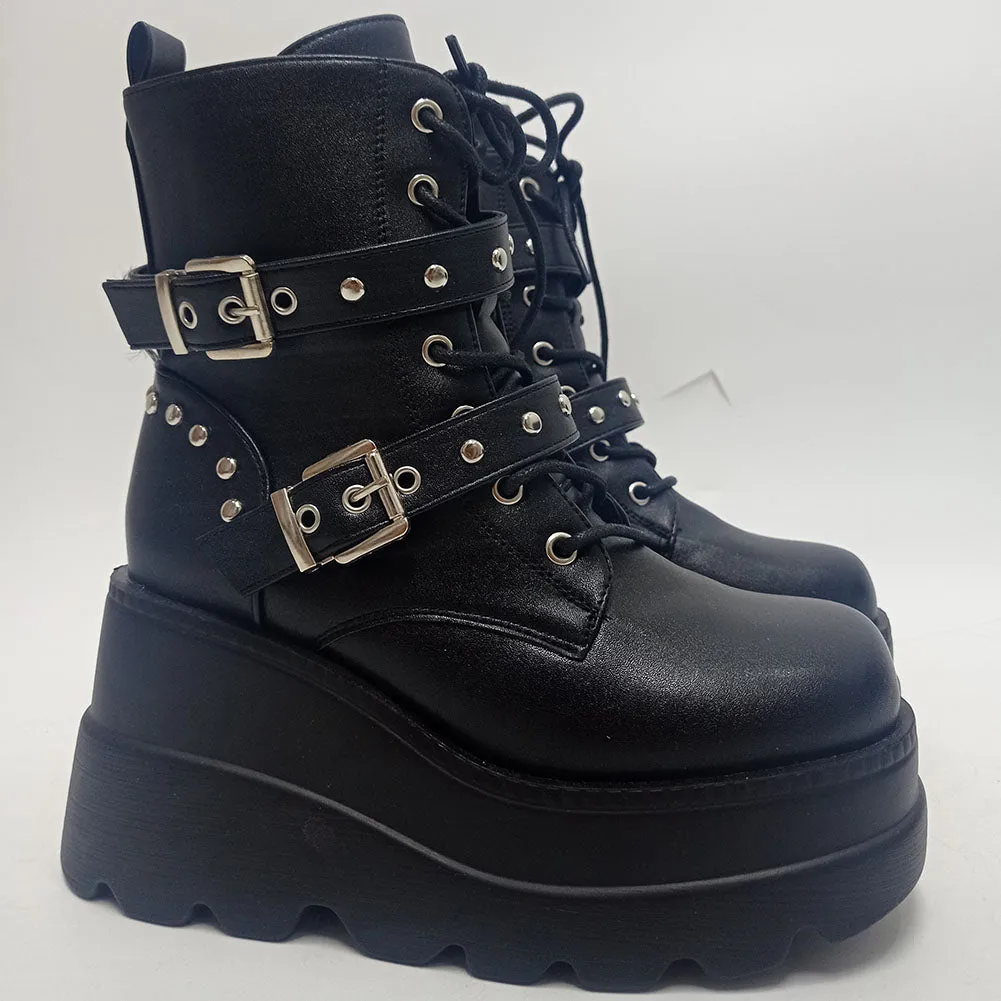 Funki Buys | Boots | Women's Punk Platform Ankle Wedge Boots