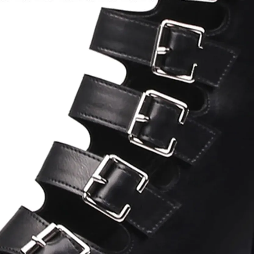 Funki Buys | Shoes | Women's Goth Buckle Strap Wedge Sandal