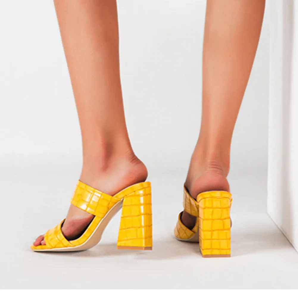 Funki Buys | Shoes | Women's High Block Heel Slip On Sandal