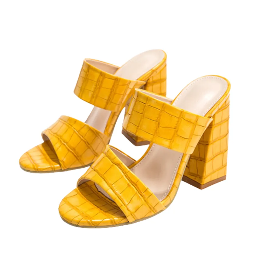 Funki Buys | Shoes | Women's High Block Heel Slip On Sandal