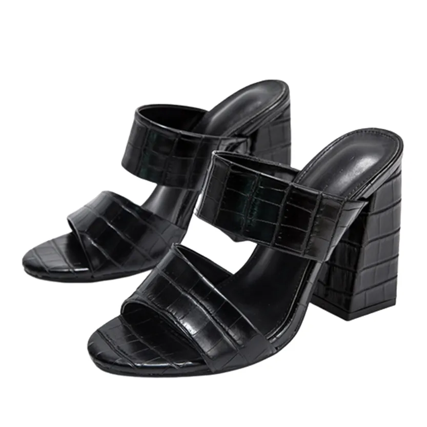 Funki Buys | Shoes | Women's High Block Heel Slip On Sandal