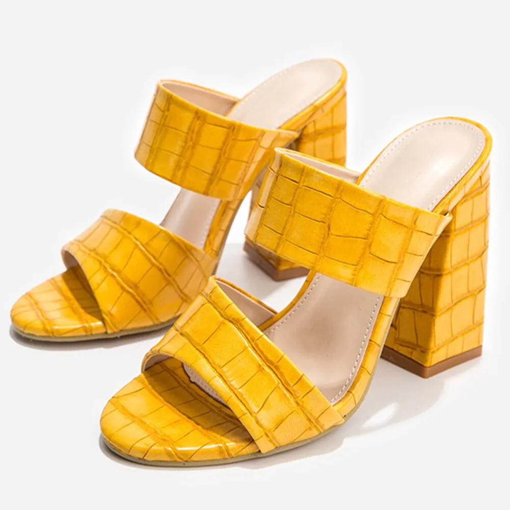 Funki Buys | Shoes | Women's High Block Heel Slip On Sandal