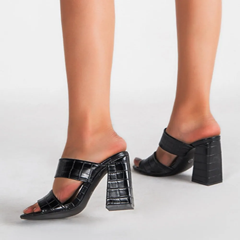 Funki Buys | Shoes | Women's High Block Heel Slip On Sandal