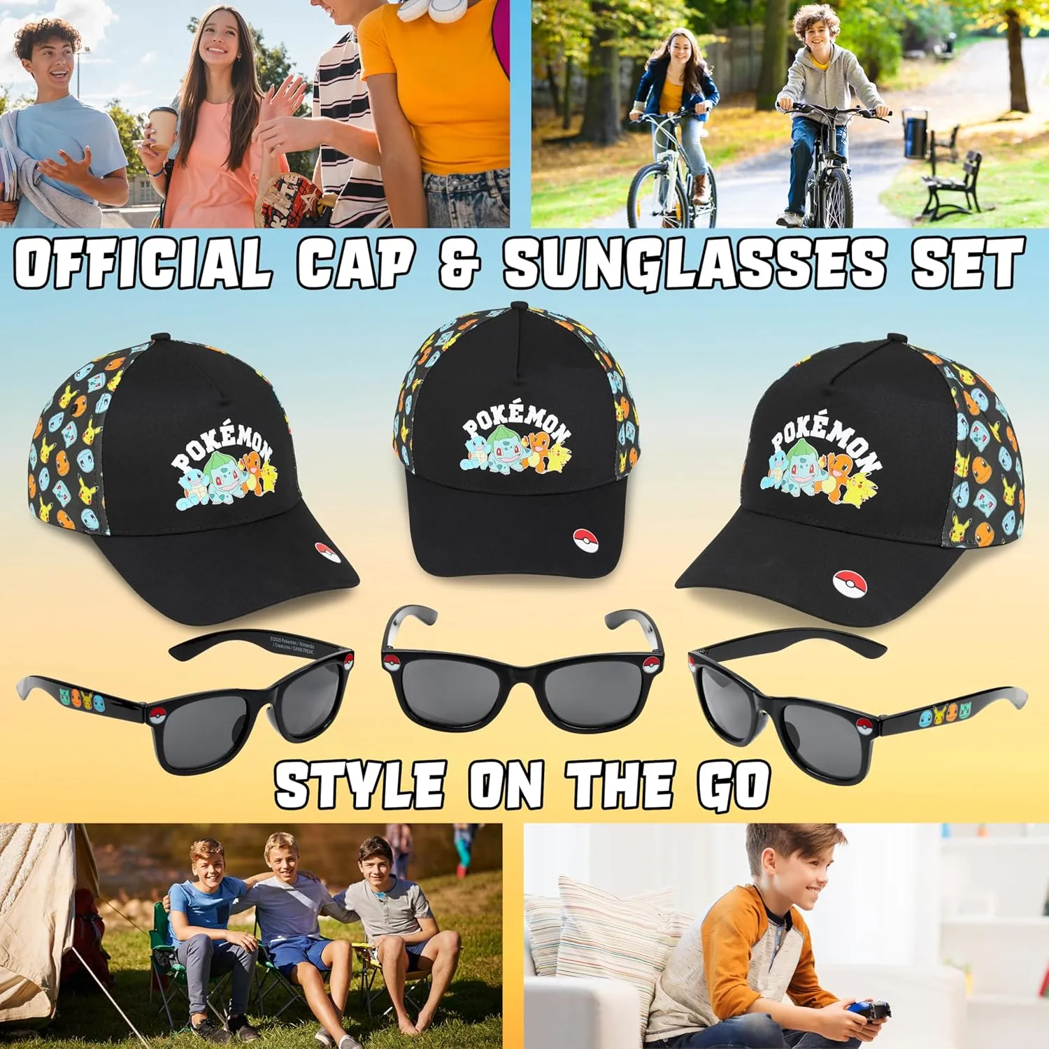 Get Trend Baseball Cap for Boys Teens Kids Sunglasses Set Adjustable Hat UV Protection