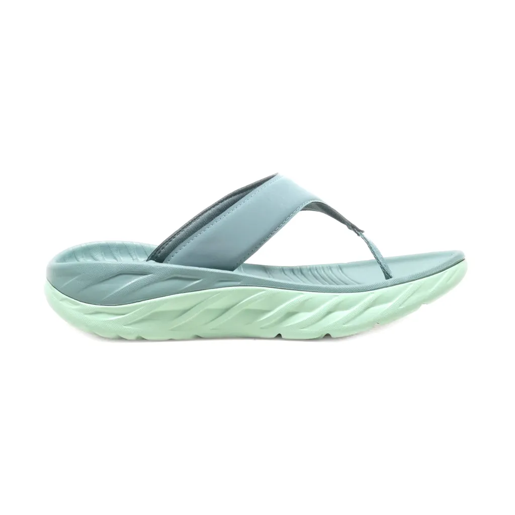 Hoka Flip Flops Leather Green Colour For Men