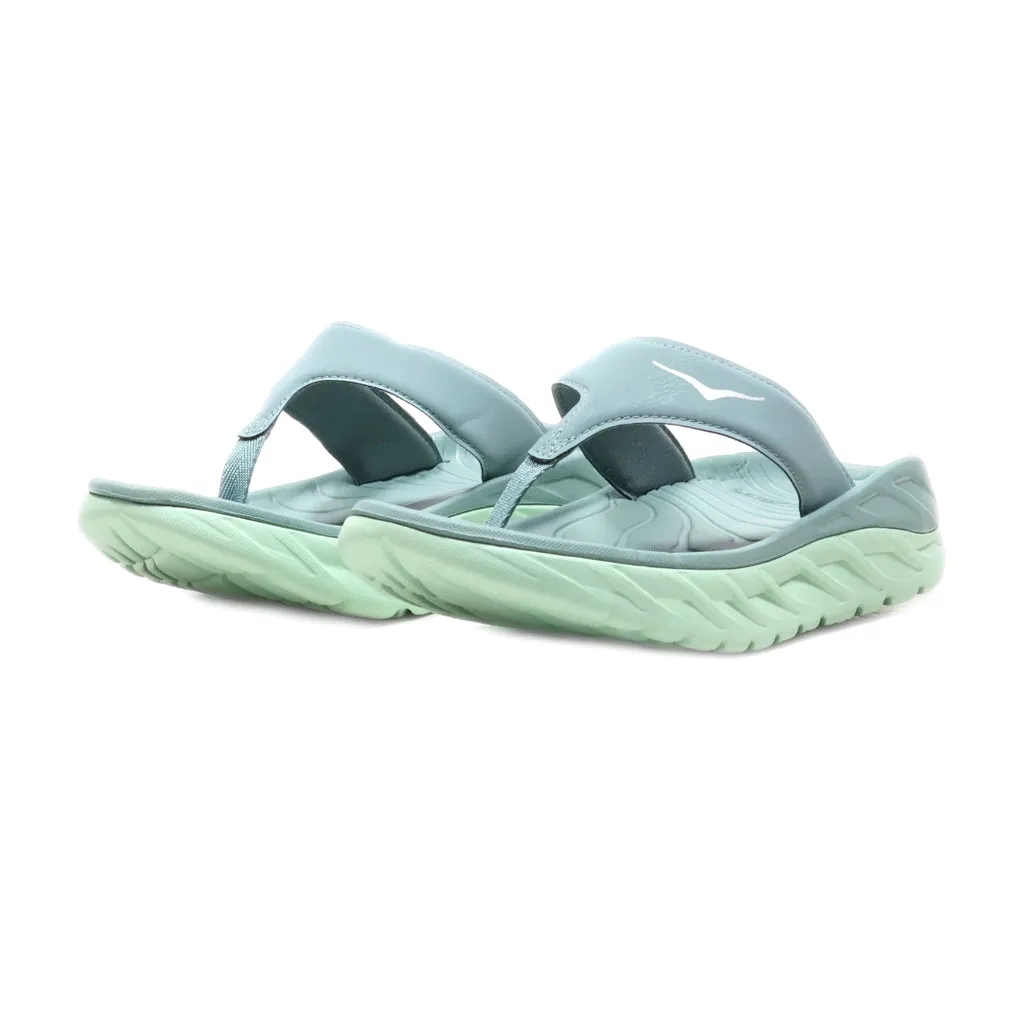 Hoka Flip Flops Leather Green Colour For Men
