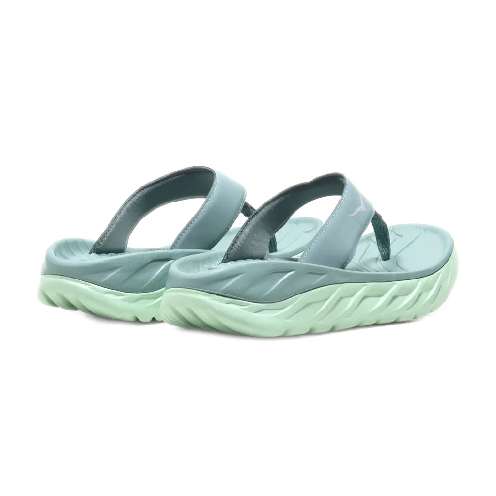 Hoka Flip Flops Leather Green Colour For Men