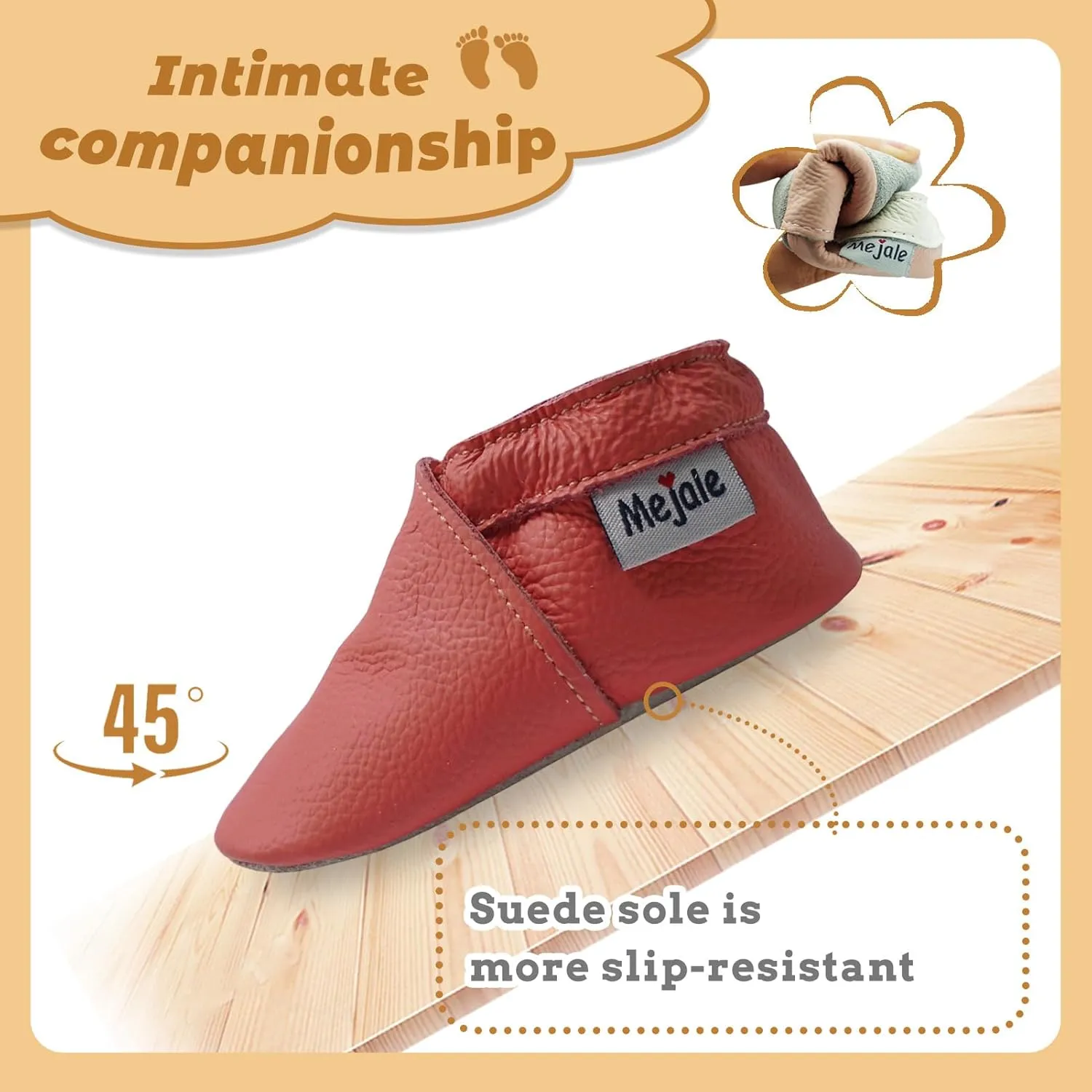 Mejale Baby Infant Toddler Shoes Slip-on Soft Sole Leather Moccasins Pre-Walkers
