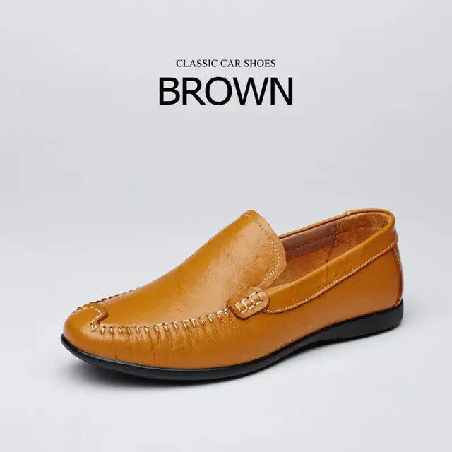 Merkmak Brand New Genuine Leather Men Loafers Flat Shoes