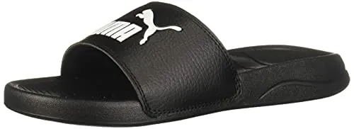 PUMA Unisex-Adult Logo Popcat Slide Sandal Black White, 5