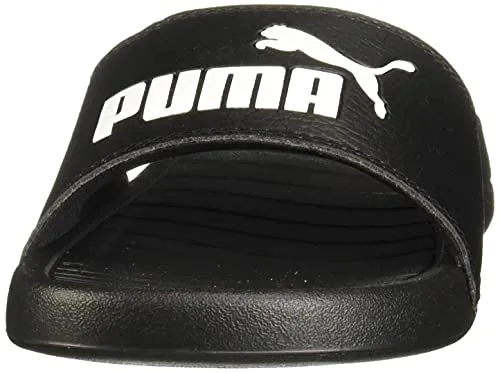 PUMA Unisex-Adult Logo Popcat Slide Sandal Black White, 5