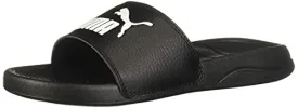 PUMA Unisex-Adult Logo Popcat Slide Sandal Black White, 5