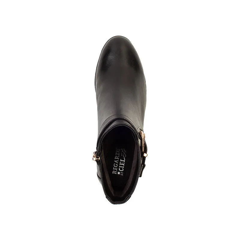 Regarde Le Ciel Patricia-84 Ladies Black Leather Side Zip Ankle Boots