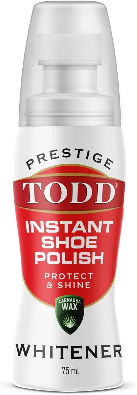 TODD Prestige Premium Sneaker and Shoe Whitener | 75ml - Super White | White Colour Restorer for Sneaker, Trainers, Canvas & Leather Shoes | 75ml Bottle with Sponge