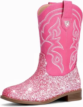 Toddler Girls Cowboy Boots - Cowgirl Western Boot for Kids Mid Calf Riding Shoes Little Kid/Big Kid