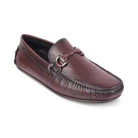 tresmode MEROC Men's Driving Loafers Leather Shoes Brown, 9 UK / 43 EU - Round Toe TPR Sole Casual Footwear Penny Soft - Light Weight, Comfortable and Long Life